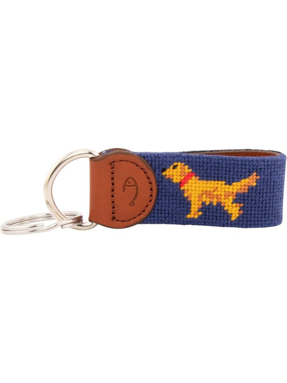 Hand-Stitched Leather Needlepoint Key Fob | Unique Key Chain Accessory - Picture 6 of 9